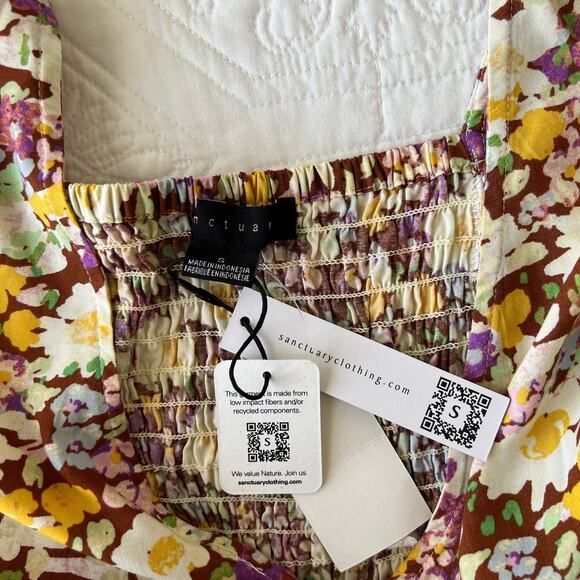 Sanctuary Drawn to You Blouse V-neck Long Sleeve Floral Cinch Small NWT - Picture 8 of 8